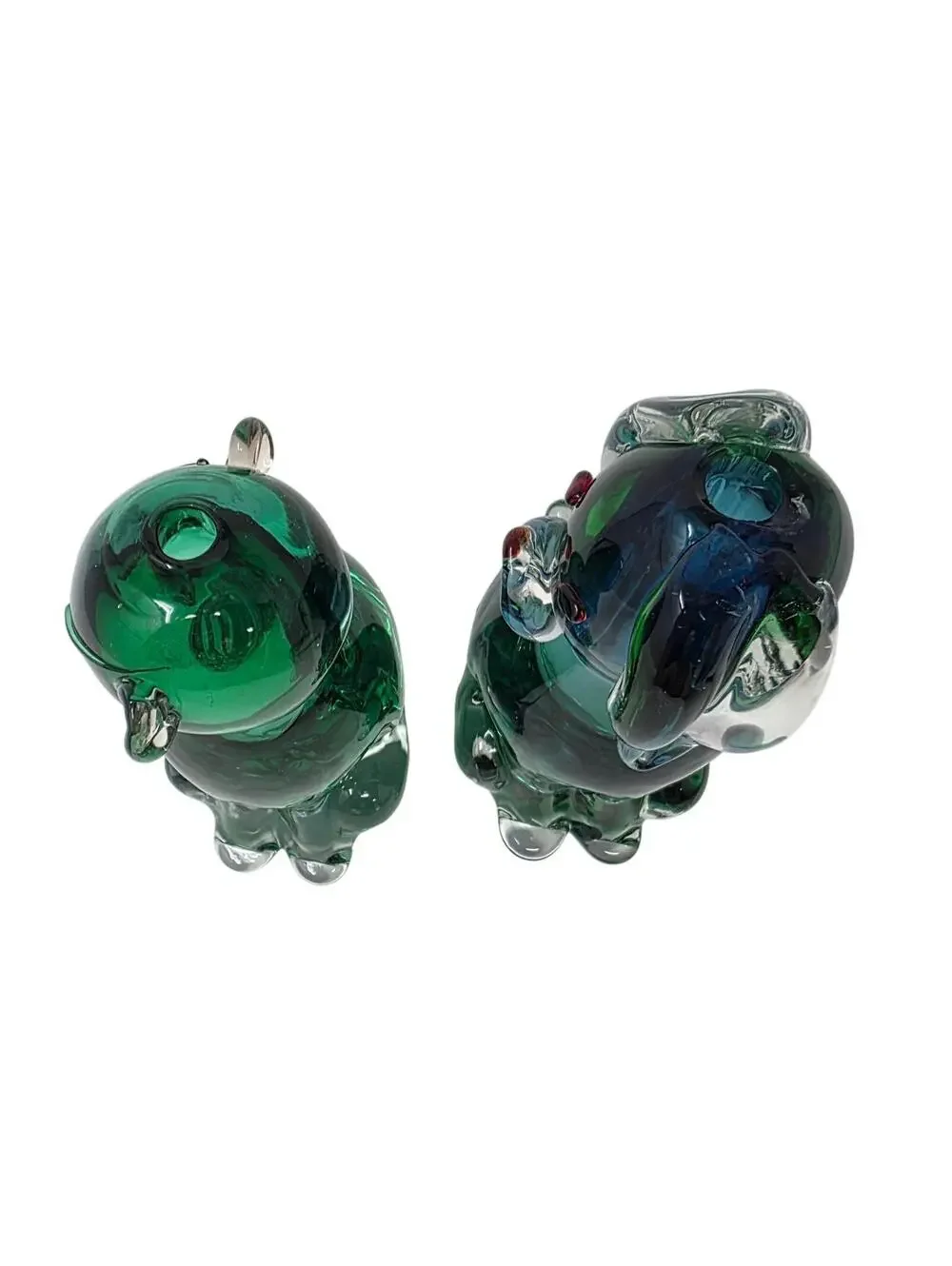 Vintage Drioli Murano Glass Cat Dog Decanter Pair Ferro Lazzarini